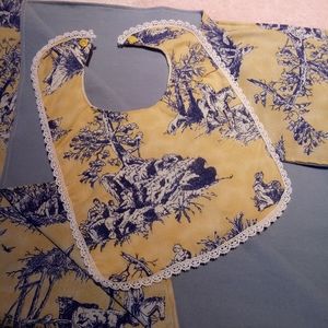 Bundle-Homemade Village Scene Baby Blanket and Bib